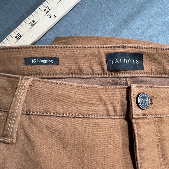 Talbots Jeggings Jeans Womens 16 Brown Denim Stretch High Rise Pockets Everyday - Picture 6 of 10